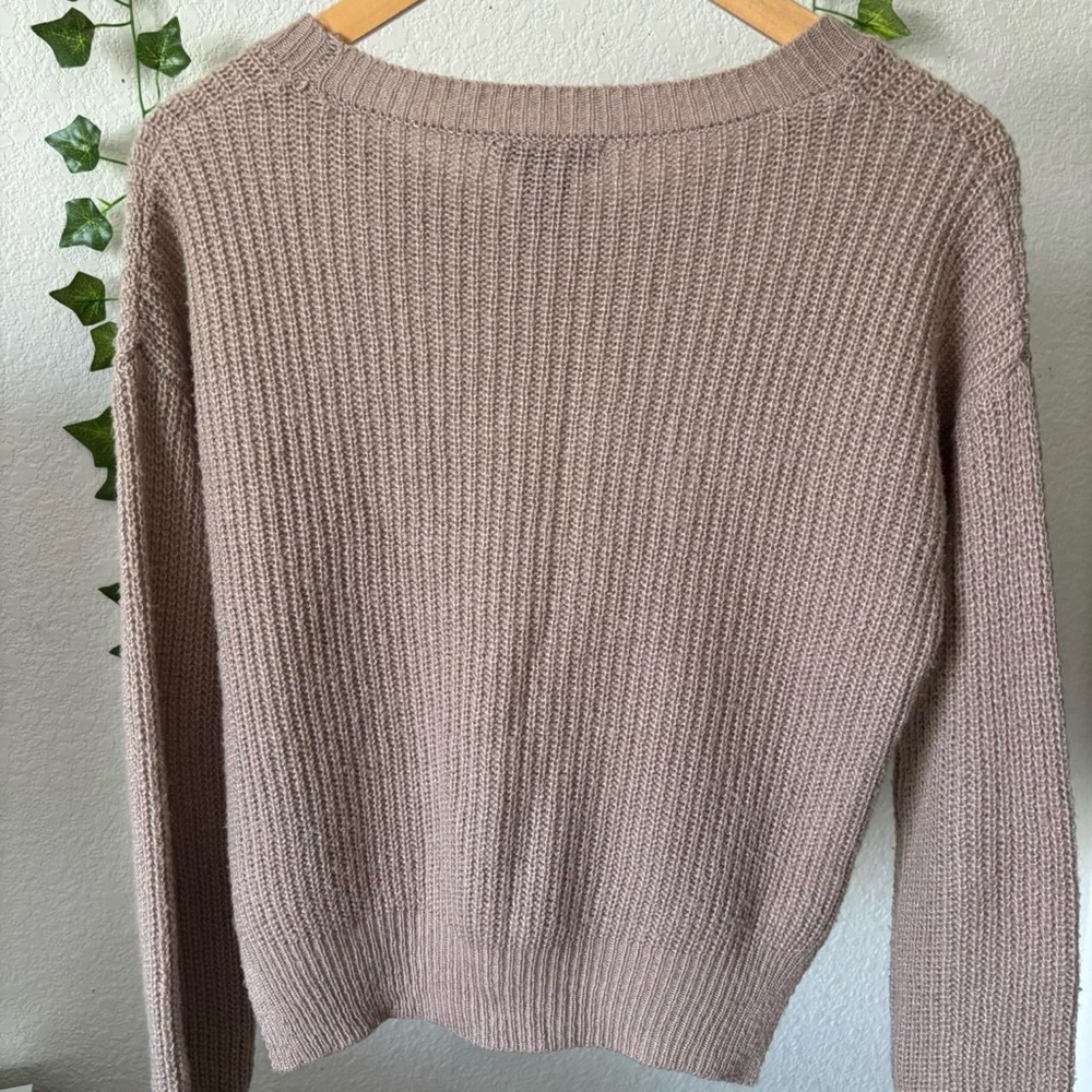 Finesse Beige Brown Knit Sweater Ribbed Long Sleeve Pullover Size S - Picture 6 of 8